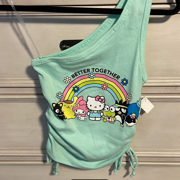 Hello kitty Sanrio & friends cute one shoulder shirt size small nwt - Picture 2 of 4